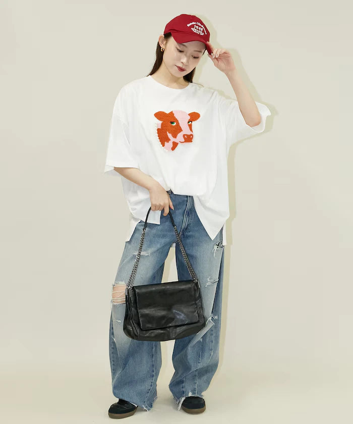 Big T-shirt with Pearl and Sagara Embroidery - Limited Edition