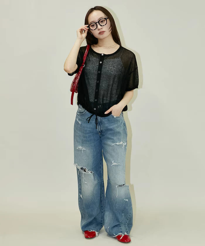 Washable Linen Hem Cord Summer Knit Cardigan Limited Edition