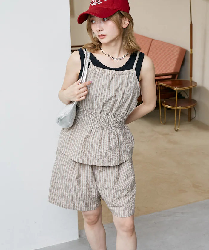 Shearling camisole x short pants set limited edition
