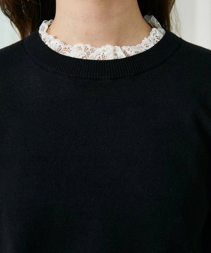 Lace Docking Short Sleeve Knit Top Limited Edition