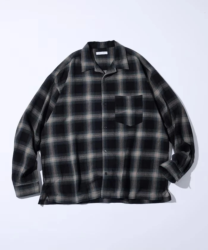 Relaxed Fit Sheer Ombre Check Open Collar Shirt