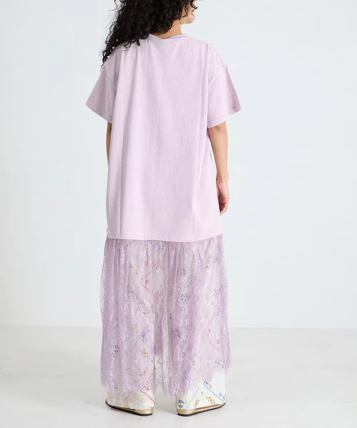 T-shirt lace docking one-piece