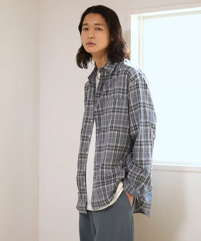 Big Silhouette Ombre Check Shirt / Long Sleeve