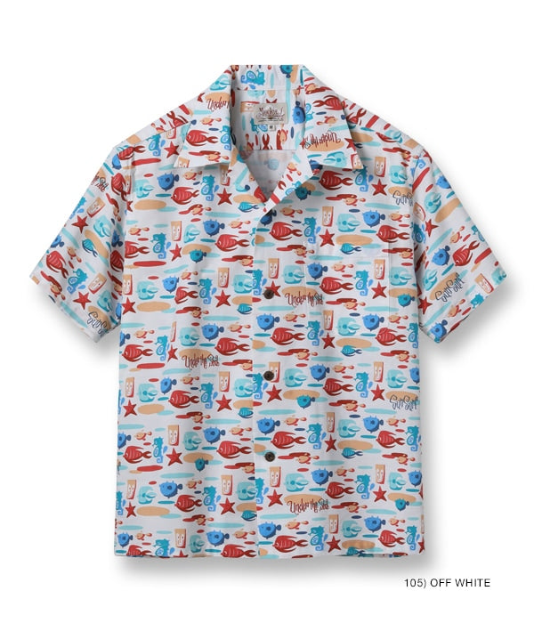 COTTON OXFORD OPEN SHIRT “UNDER THE SEA” by MOOKIE