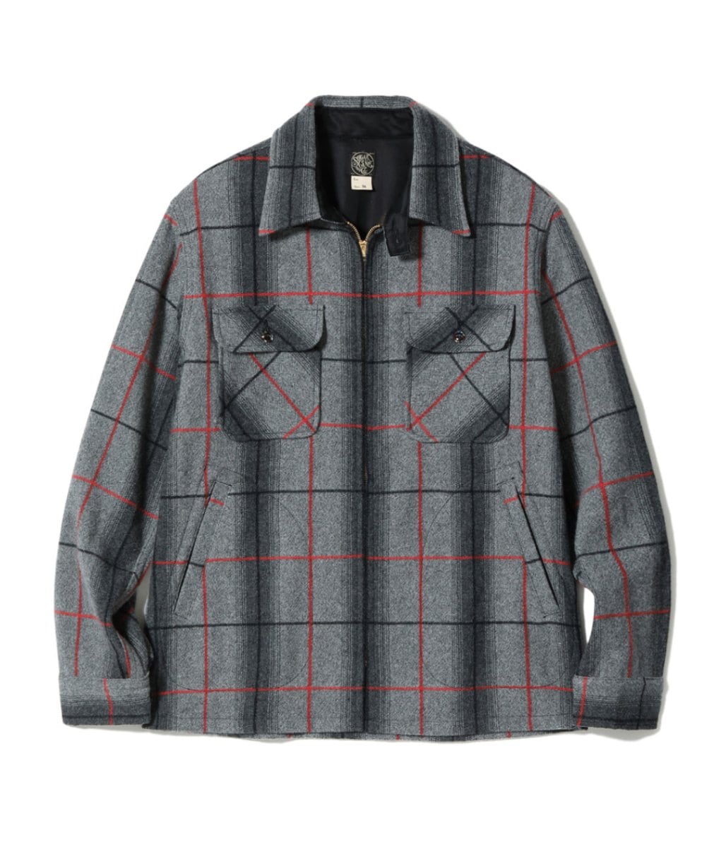 FICTION ROMANCE 7.75oz. WOOL RED PANE ZIP SHIRT