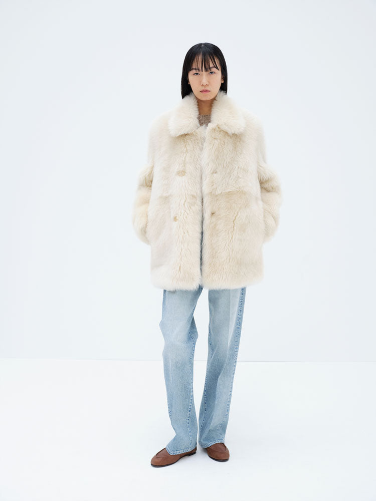 LONG HAIRED MERINO MOUTON SHORT COAT