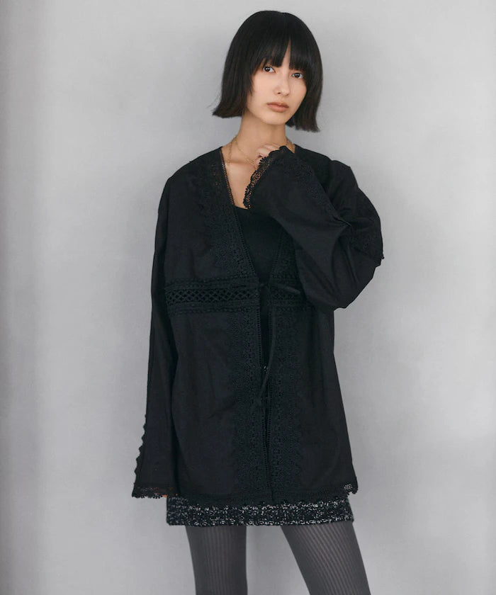 Lace Panel V-Neck Shirt