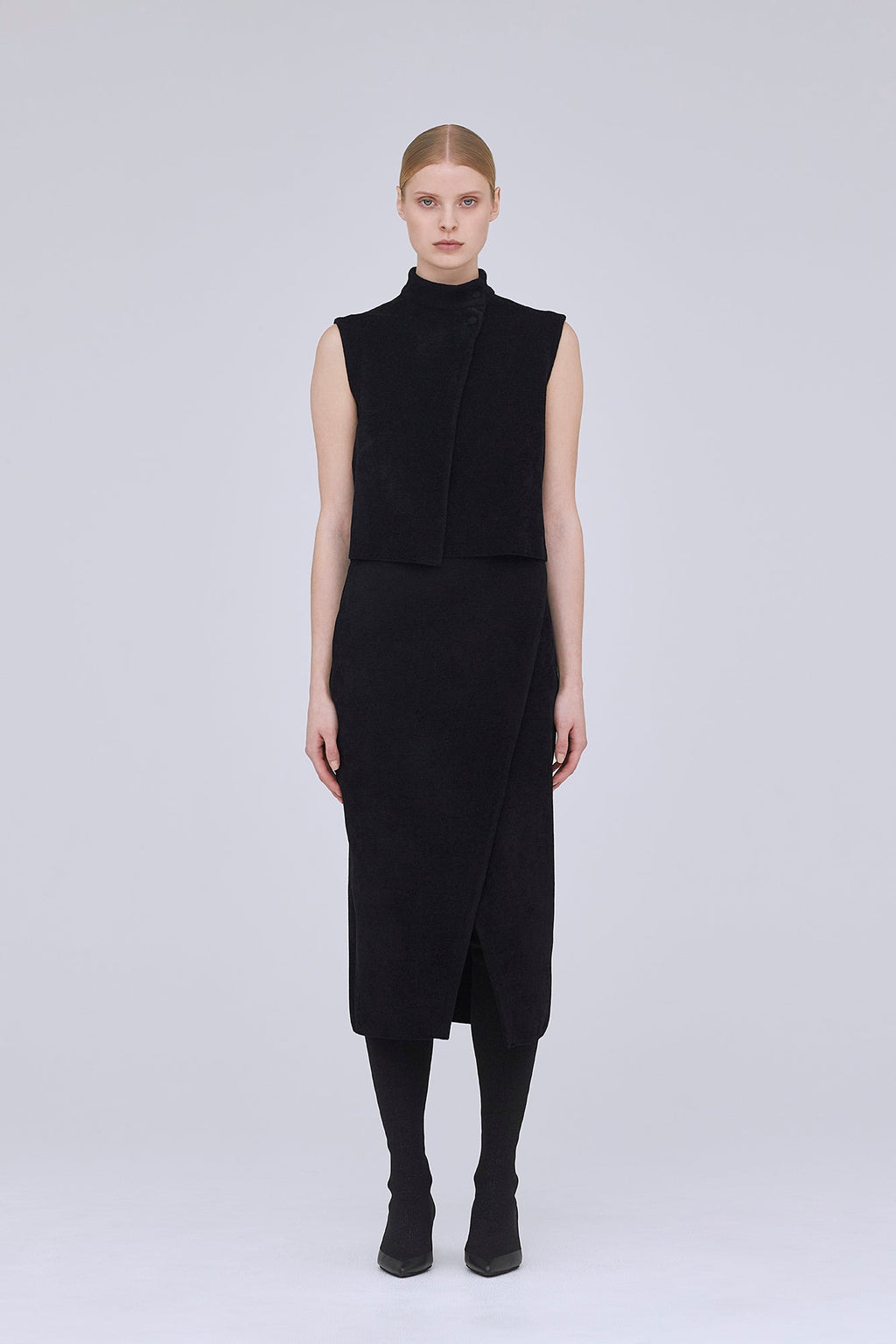 MILAN RIB VELVET STAND-UP COLLAR VEST
