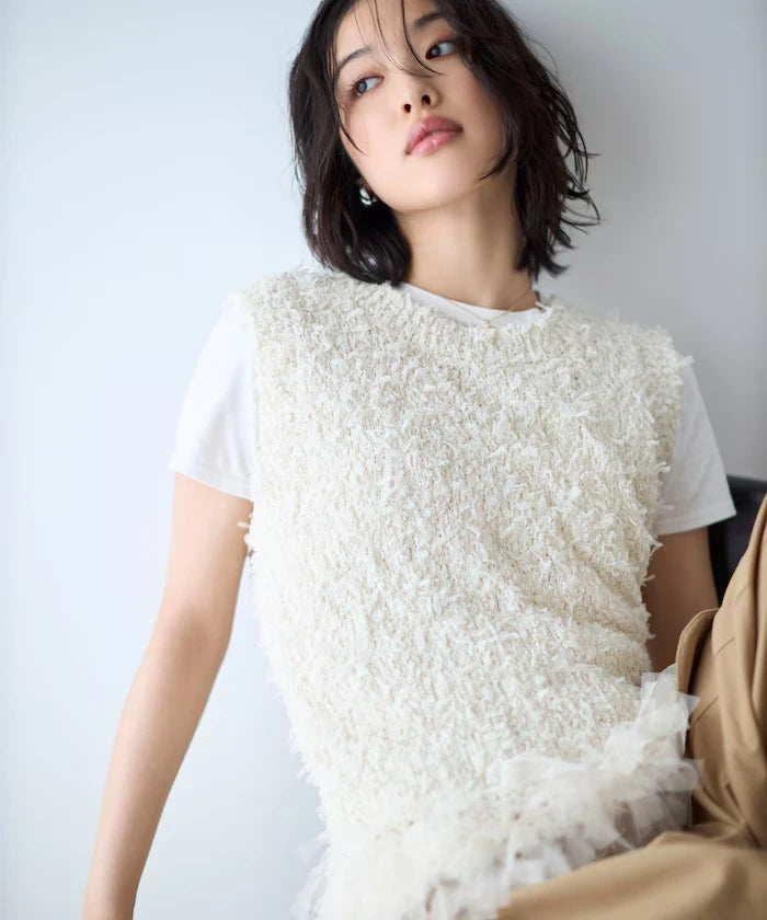2WAY Fringe Hem Knit Vest