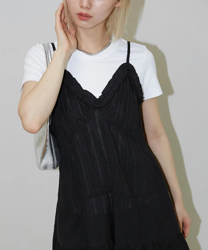 India Cotton Ruffle Tiered Camisole Mini Dress Limited Edition
