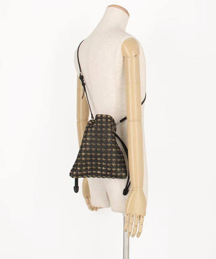 2 Way Raffia Style Lamé Drawstring Shoulder Bag
