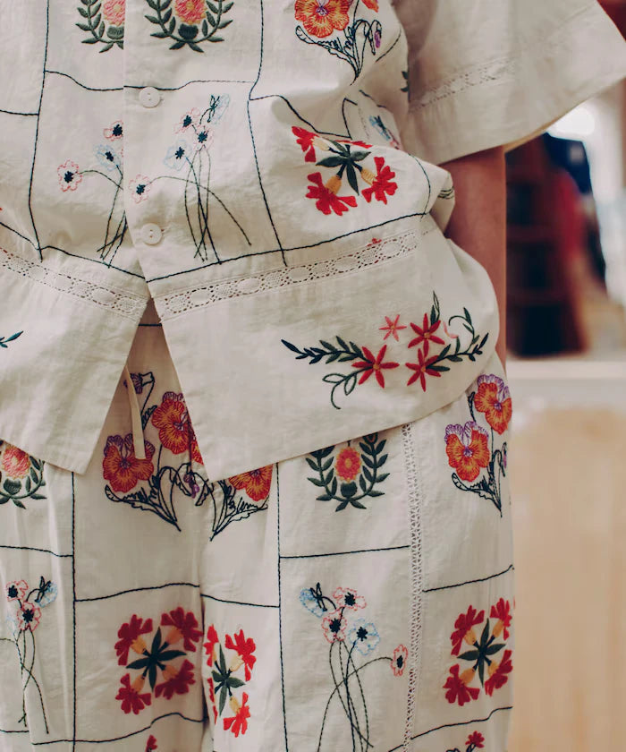 Patchwork Flower Embroidery Shirt