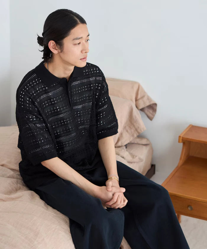 Big Silhouette Short Sleeve Knit Polo Shirt