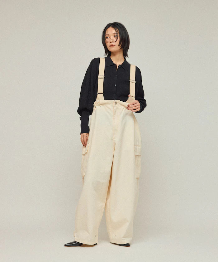 Functional material silk blend knit polo volume sleeve knit cardigan / anti-pill / machine washable