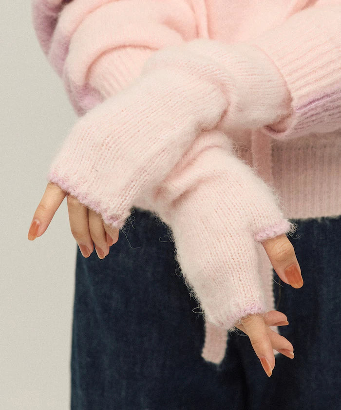 Alpaca Blend Bicolor Knit Gloves