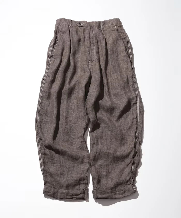 French Linen Tweed 1 Tuck Trousers