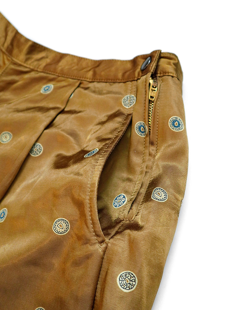 Cotton Rayon Brushed Bean Pattern High-Waisted Pants