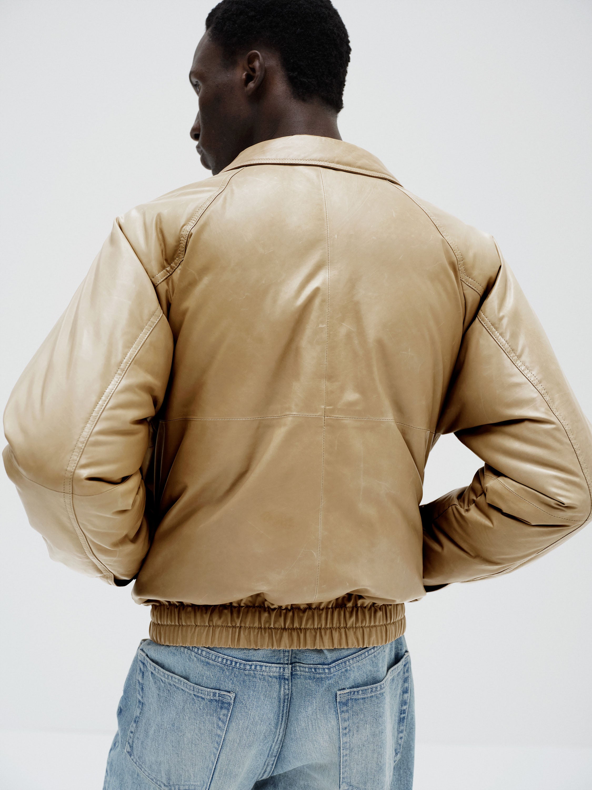 FINE CALF LEATHER DOWN BLOUSON