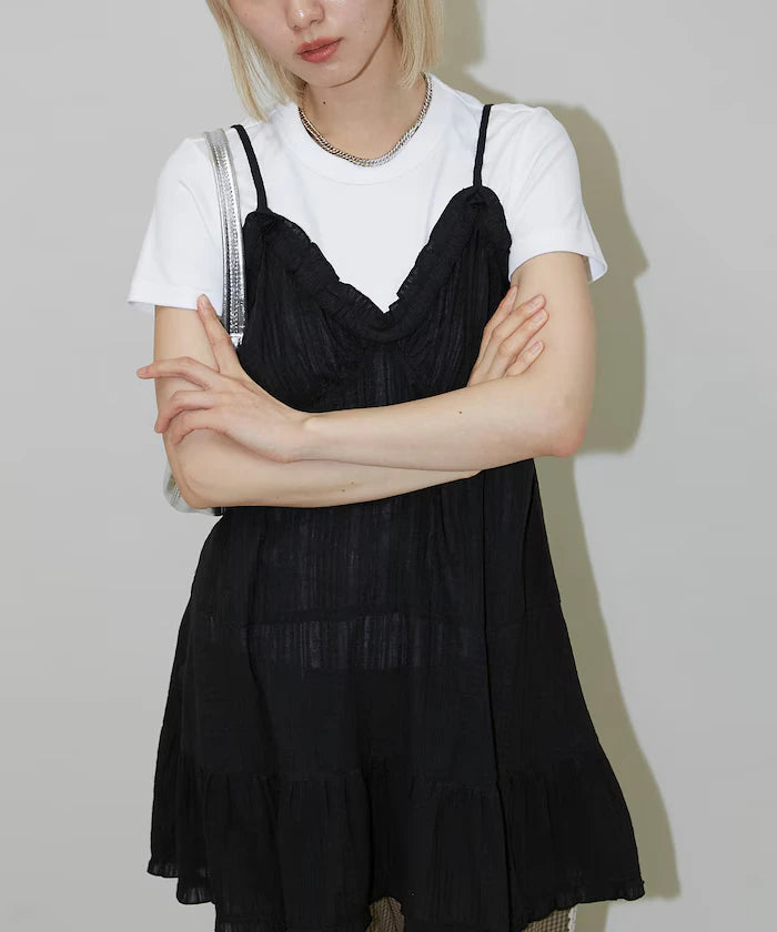 India Cotton Ruffle Tiered Camisole Mini Dress Limited Edition