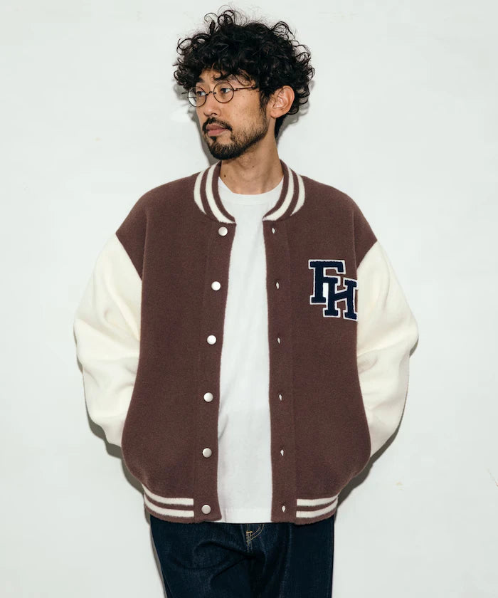 Relaxed Fit Logo Knit Varsity Jacket