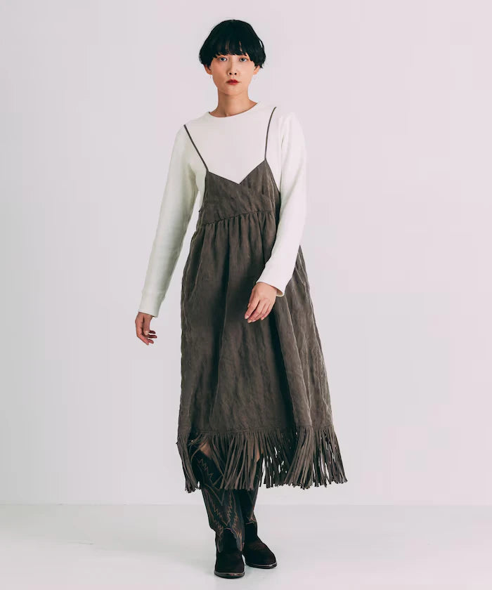 Fade-Processed Fringe Mini Dress