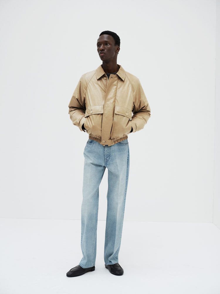 FINE CALF LEATHER DOWN BLOUSON