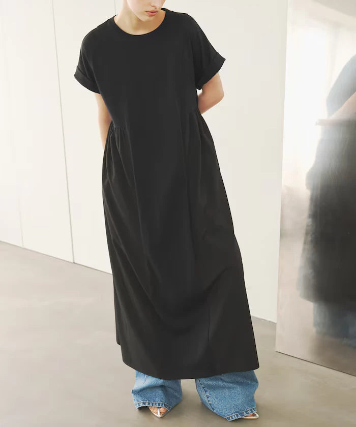 Organic Cotton Mixed Material Docking Gather Dress
