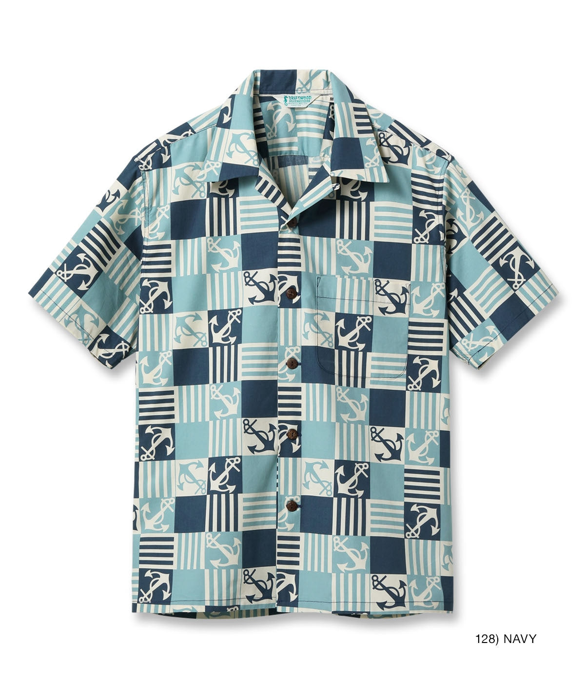 COTTON BROAD OPEN SHIRT “ANCHOR SQUARES”