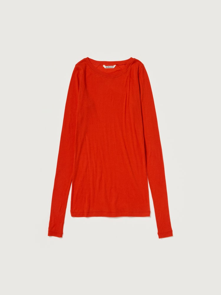 SUPER HIGH GAUGE SHEER RIB WIDE-NECK L/S TEE