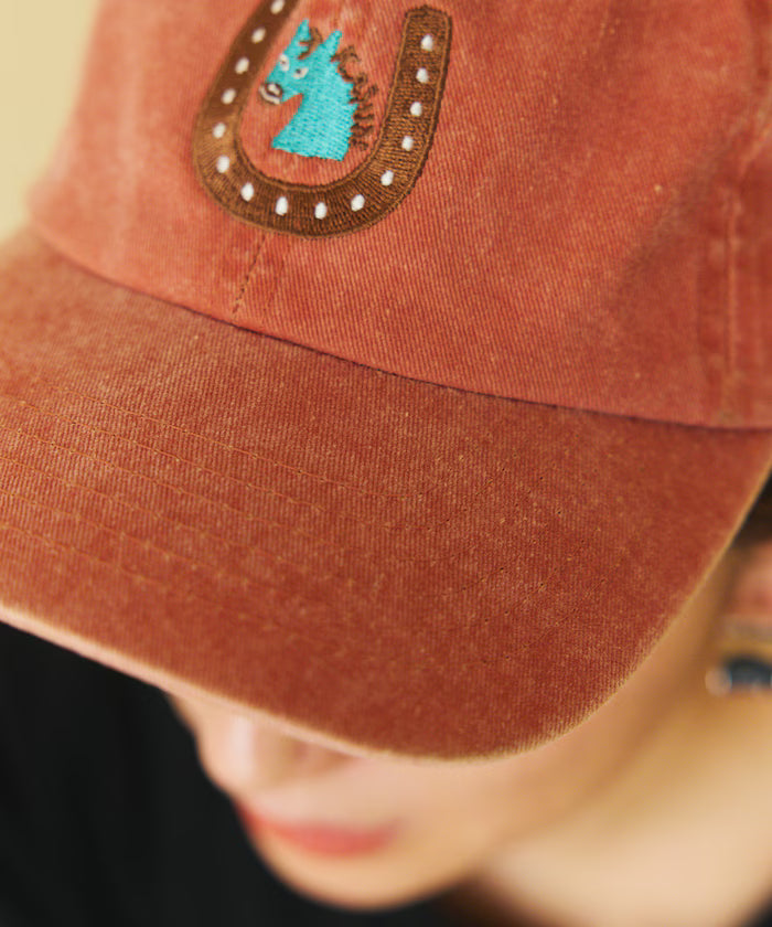 TOYAMEG Kaiun Horse Cap One Point Pigment Embroidery Cap
