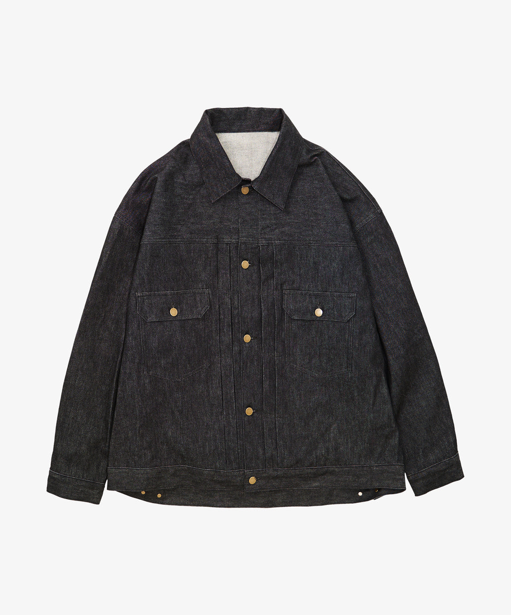 trucker jacket black denim one wash