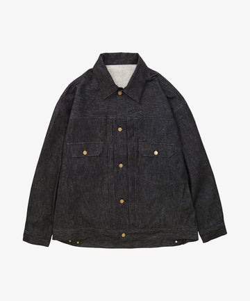 trucker jacket black denim one wash