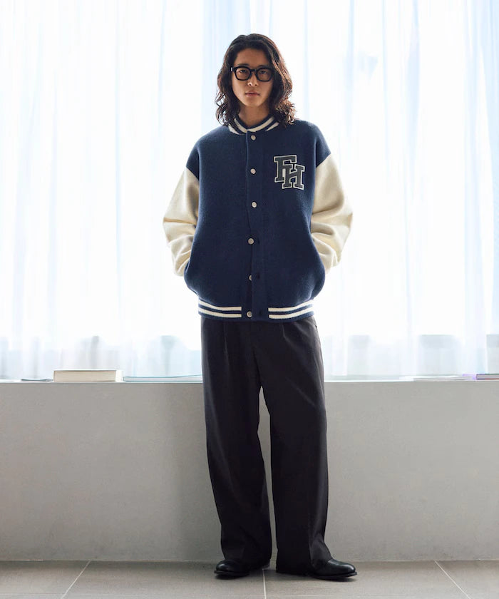 Relaxed Fit Logo Knit Varsity Jacket