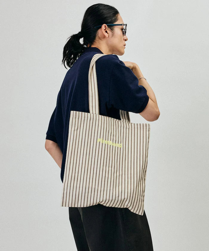 Stripe Print Canvas Tote Bag
