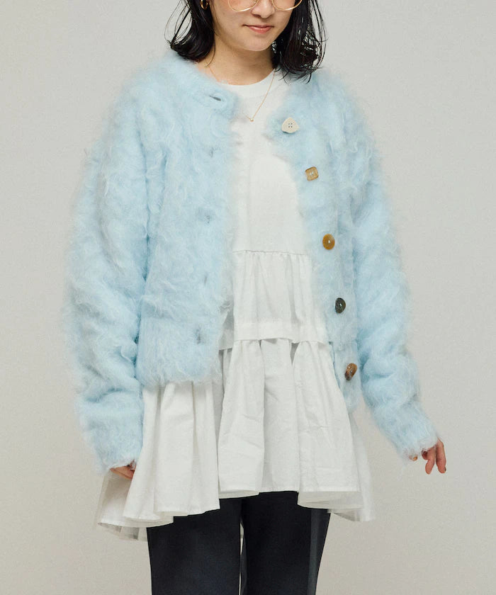 Variation Button Shaggy Knit Cardigan