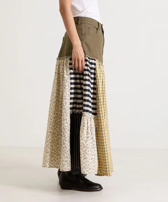 Flower & Check Docking Skirt