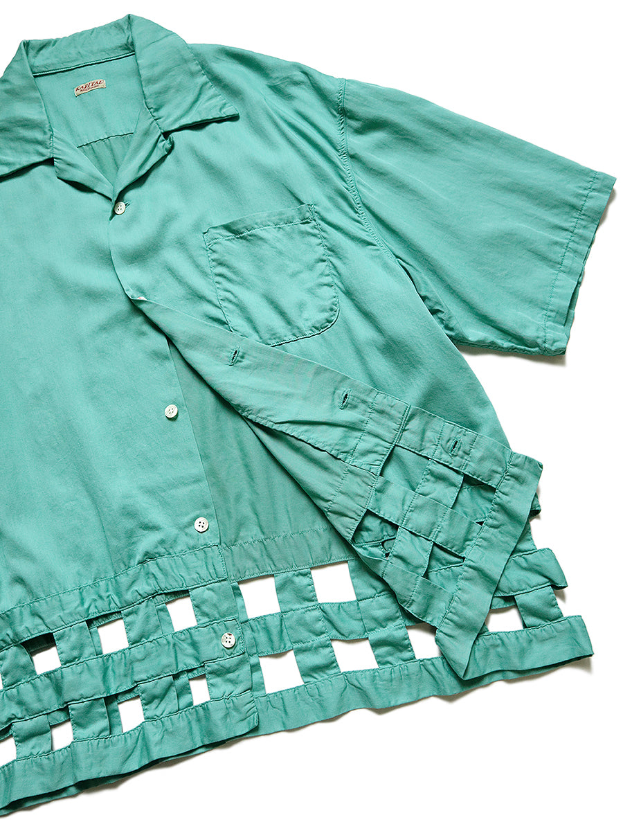Cotton Satin Wind Pane Aloha Shirt