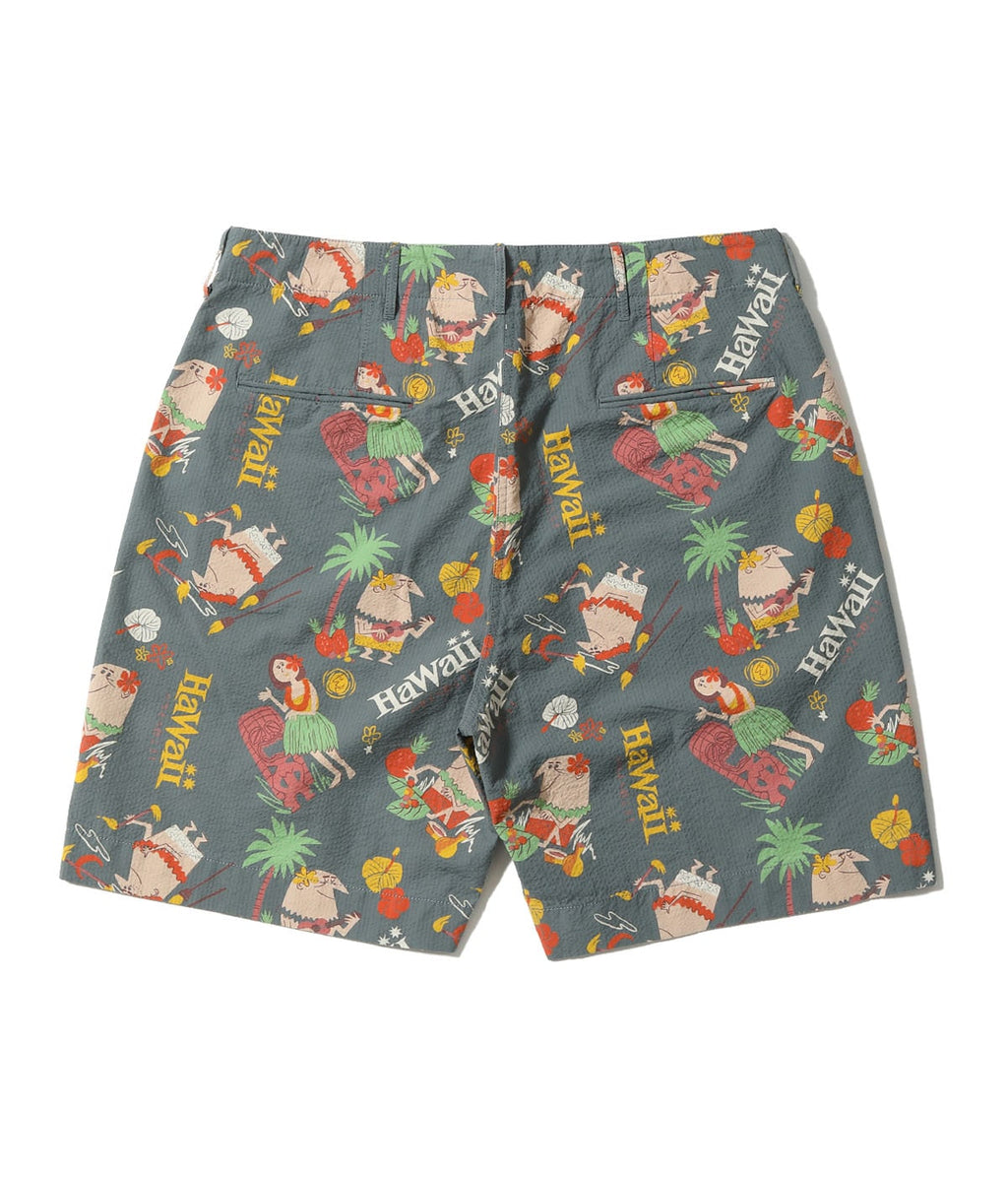 Cotton Seersucker Shorts "Trip To Hawaii" by Ryohei Yanagihara with Mookie