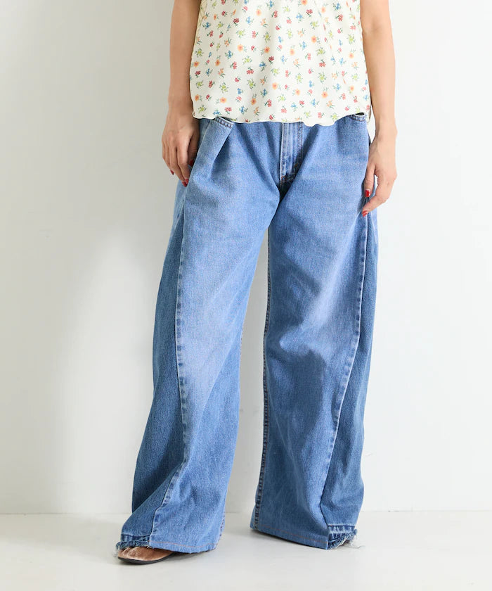Vintage Remake Tuck Denim Pants
