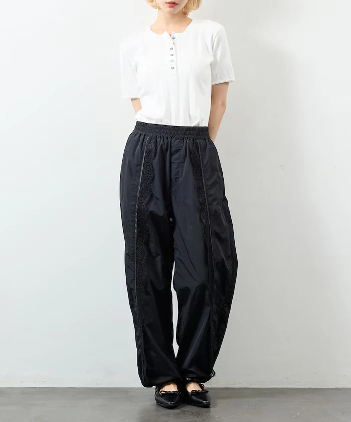 Nylon Lace Easy Wide Pants