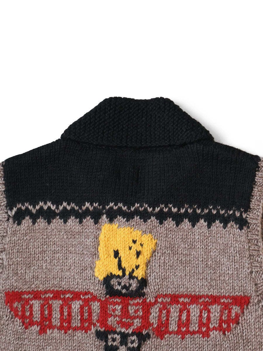 Handknit PECKISH Totem Pole ZIP Vest