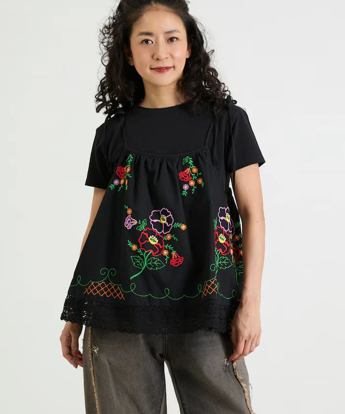 India Shoulder Ribbon Embroidered Remake Style Camisole