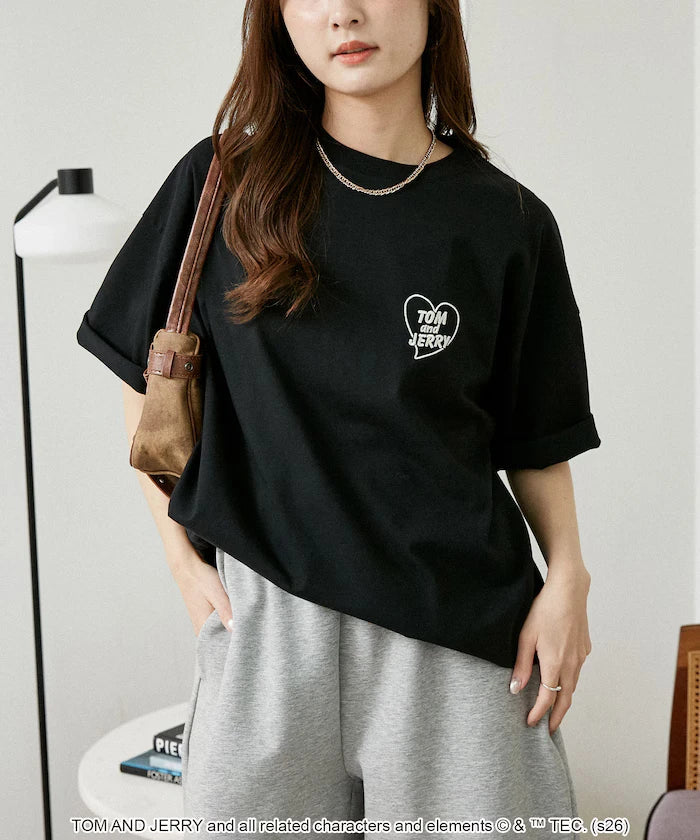 <Functional Material> TOM AND JERRY Heart Graphic T-Shirt Limited Edition