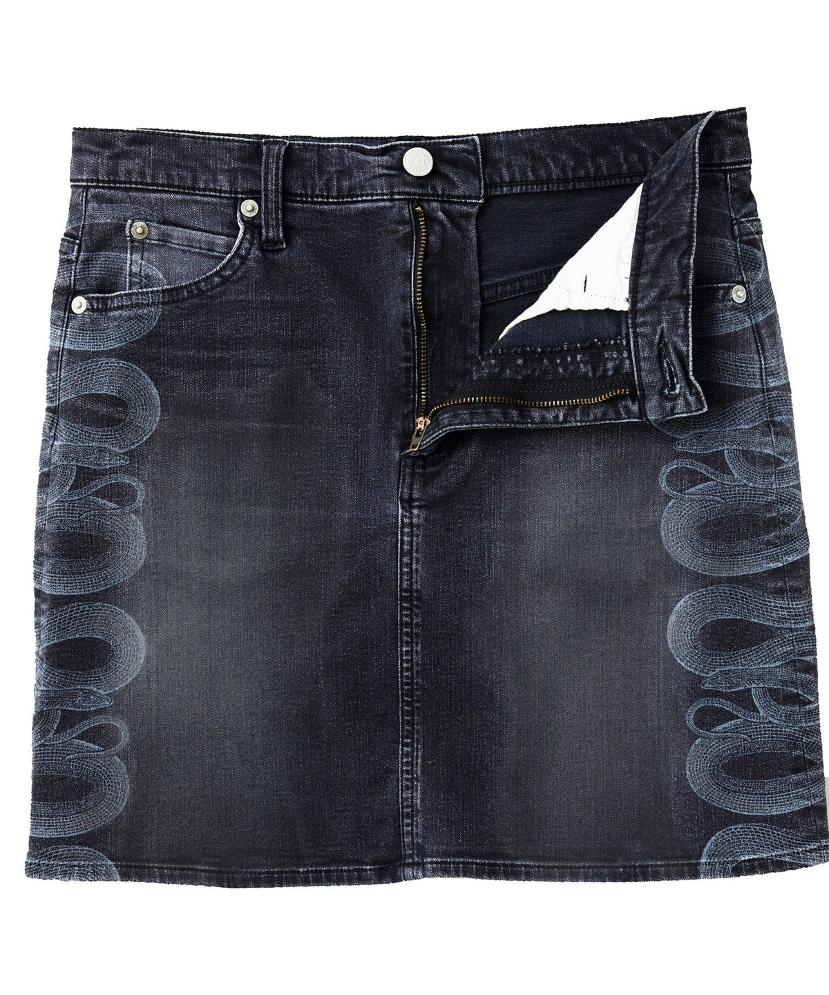 Snake Loop Tight Denim Skirt