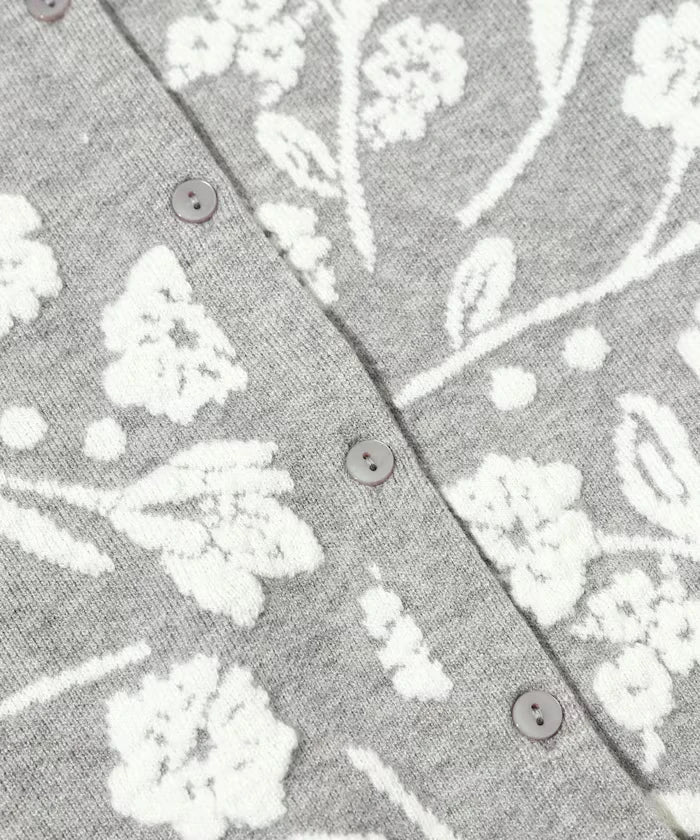 Flower Jacquard Knit Cardigan