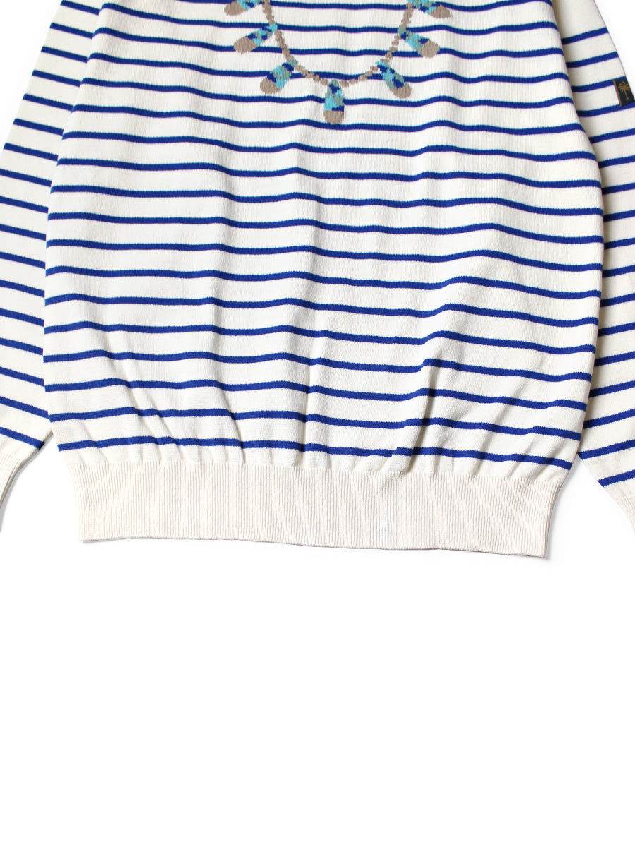 12G Panel Border Knit Boat Neck Sweater(...
