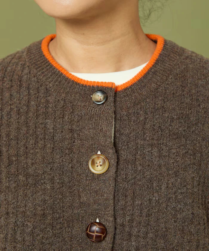 Short Length Color-block Knit Cardigan