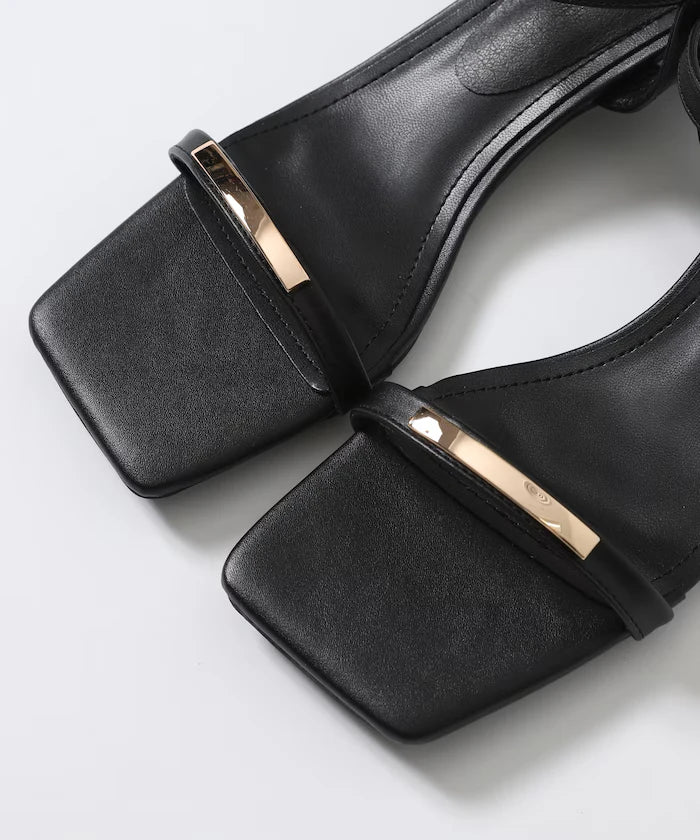 Sleek Strap Metal Plate Sandals