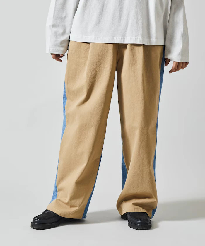 Chino Denim Docking Pants / Wide Straight Pants