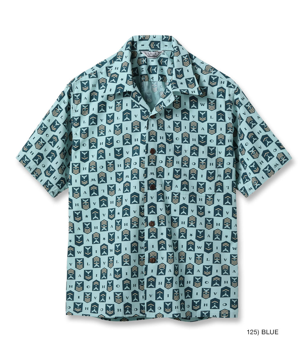 Cotton Broad Hawaiian Shirt 'Navy's Chevron'